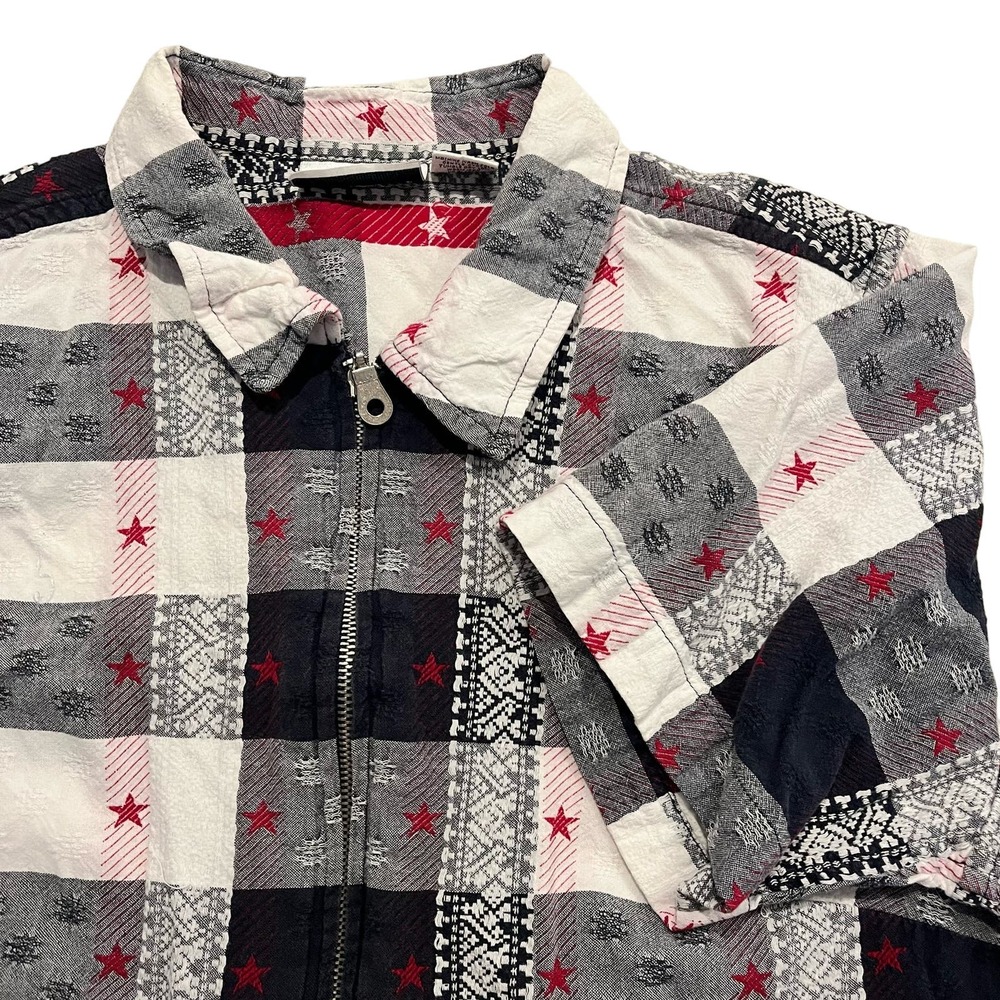 Vintage Fashion Bug Women 18/20 American Stars Full Zip 4th of July Black Shirt